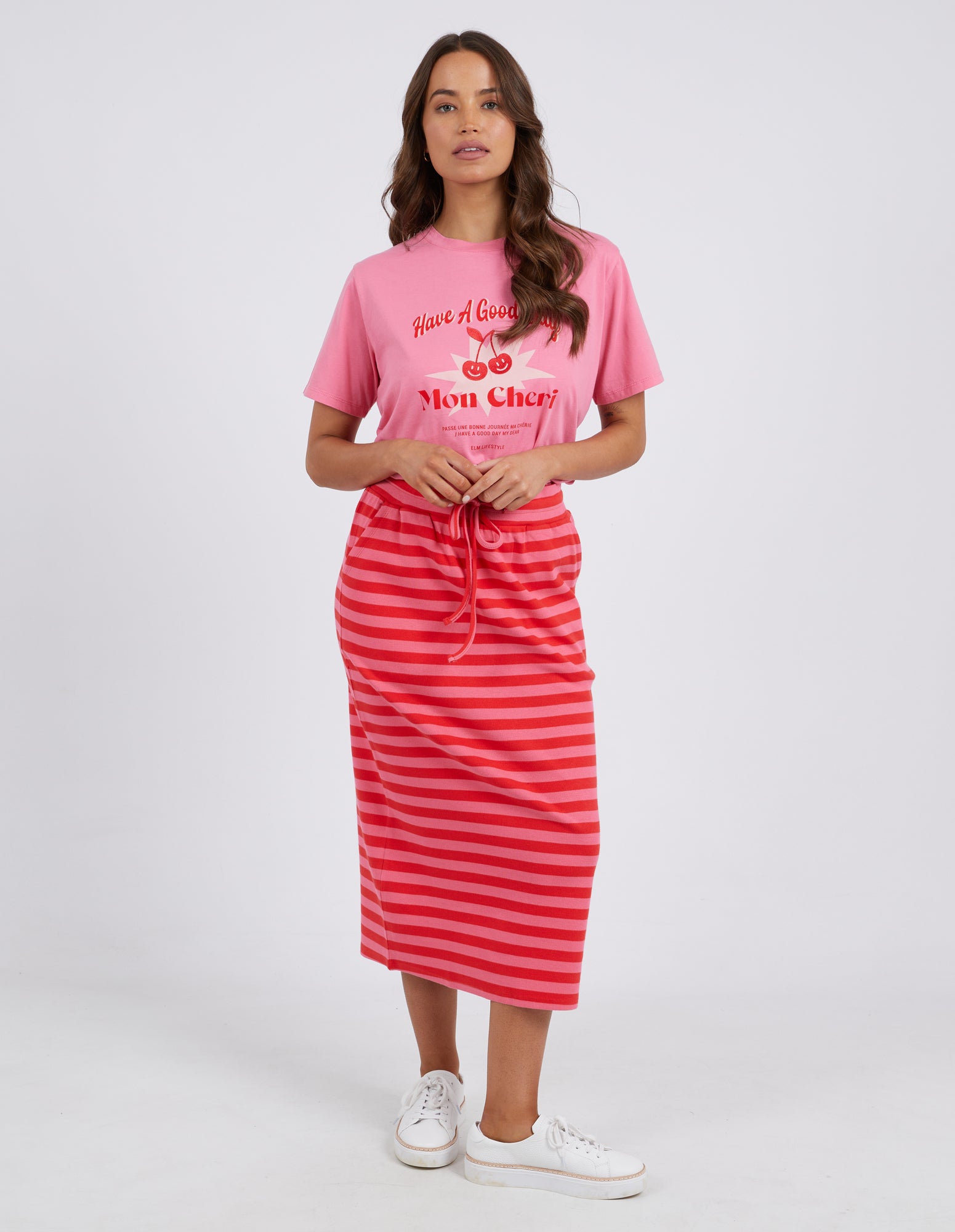 Sunset Skirt Cherry & Peach Stripe