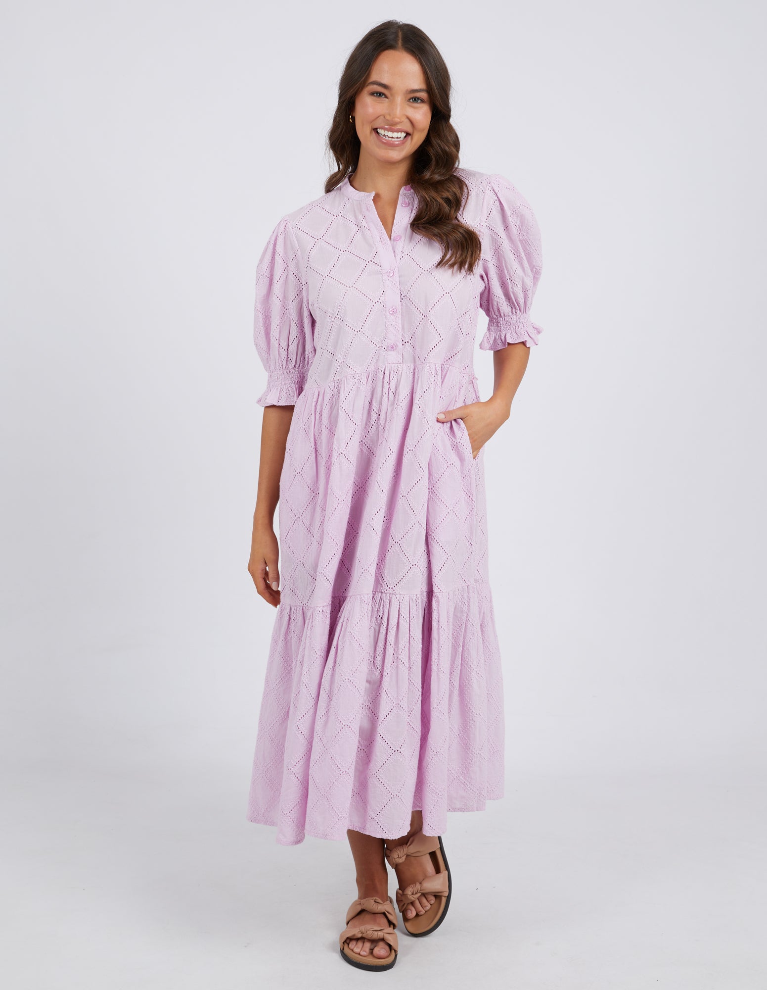 Lilac broderie clearance dress