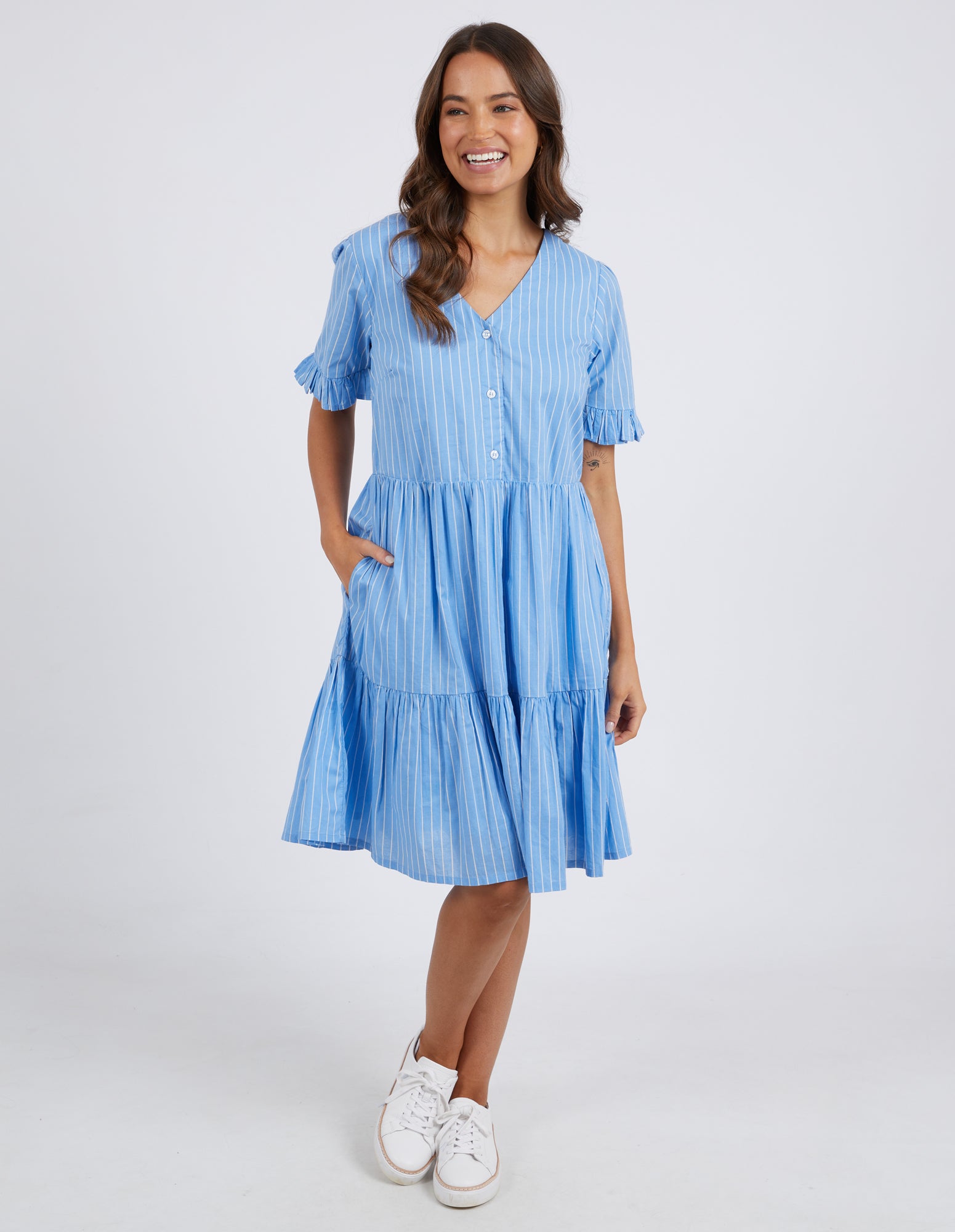 Hailey Dress Azure Blue Stripe