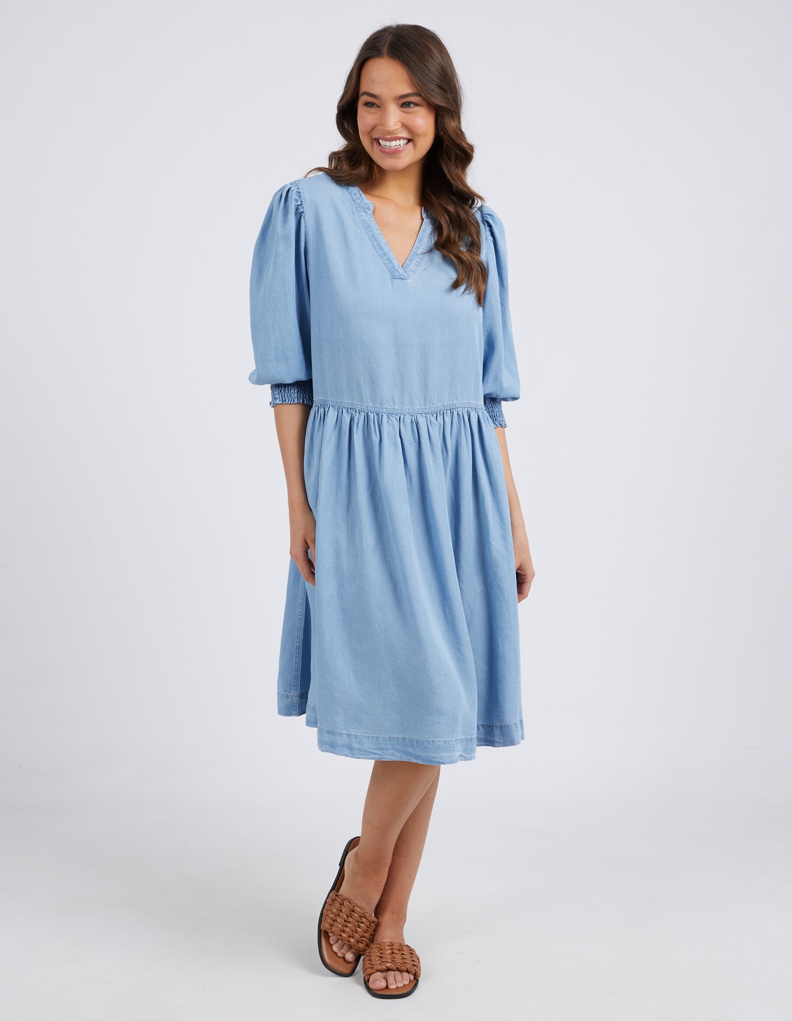 Shanee Chambray Dress Blue Wash