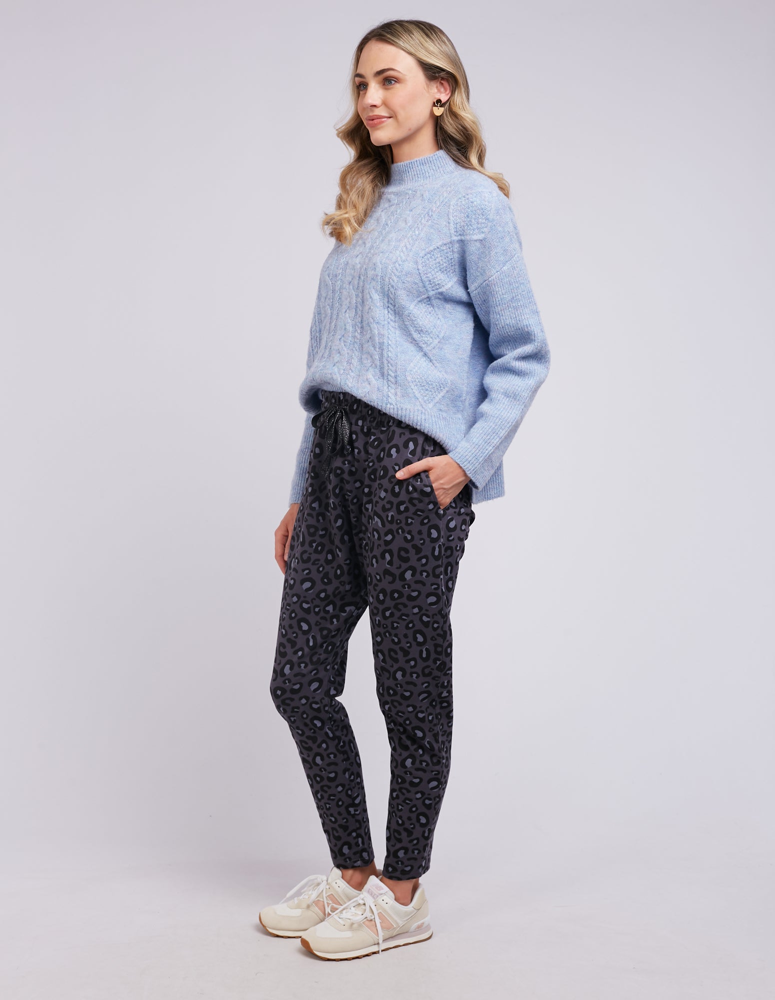 Fearless Lounge Pant Charcoal Leopard Print