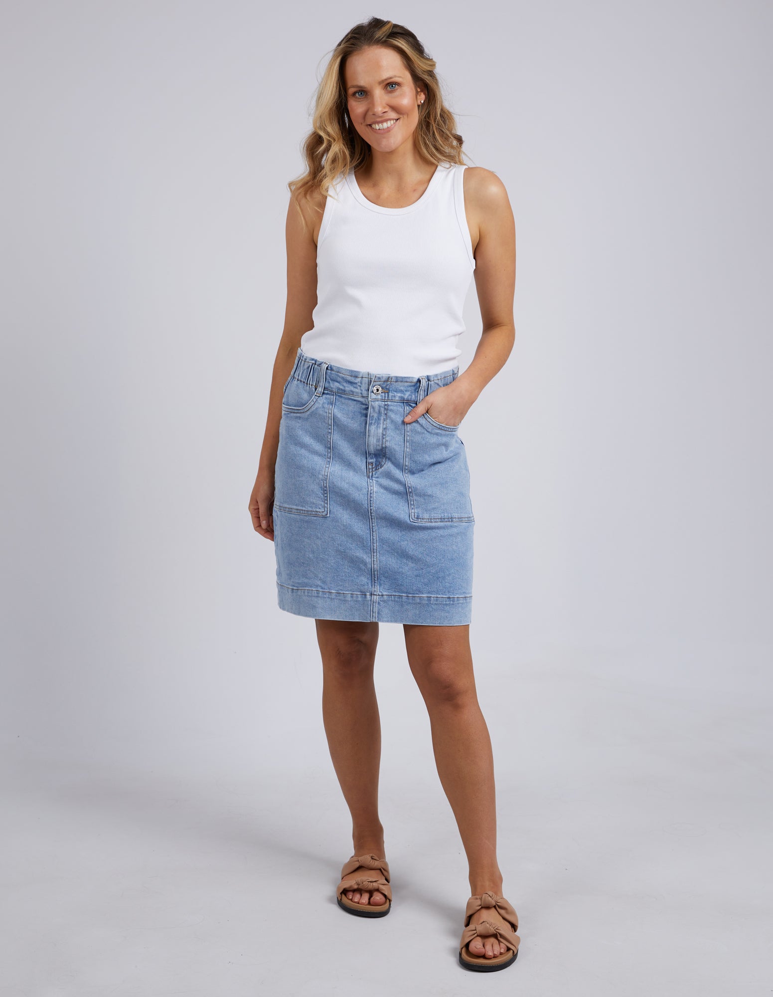 Grey blue hotsell denim skirt