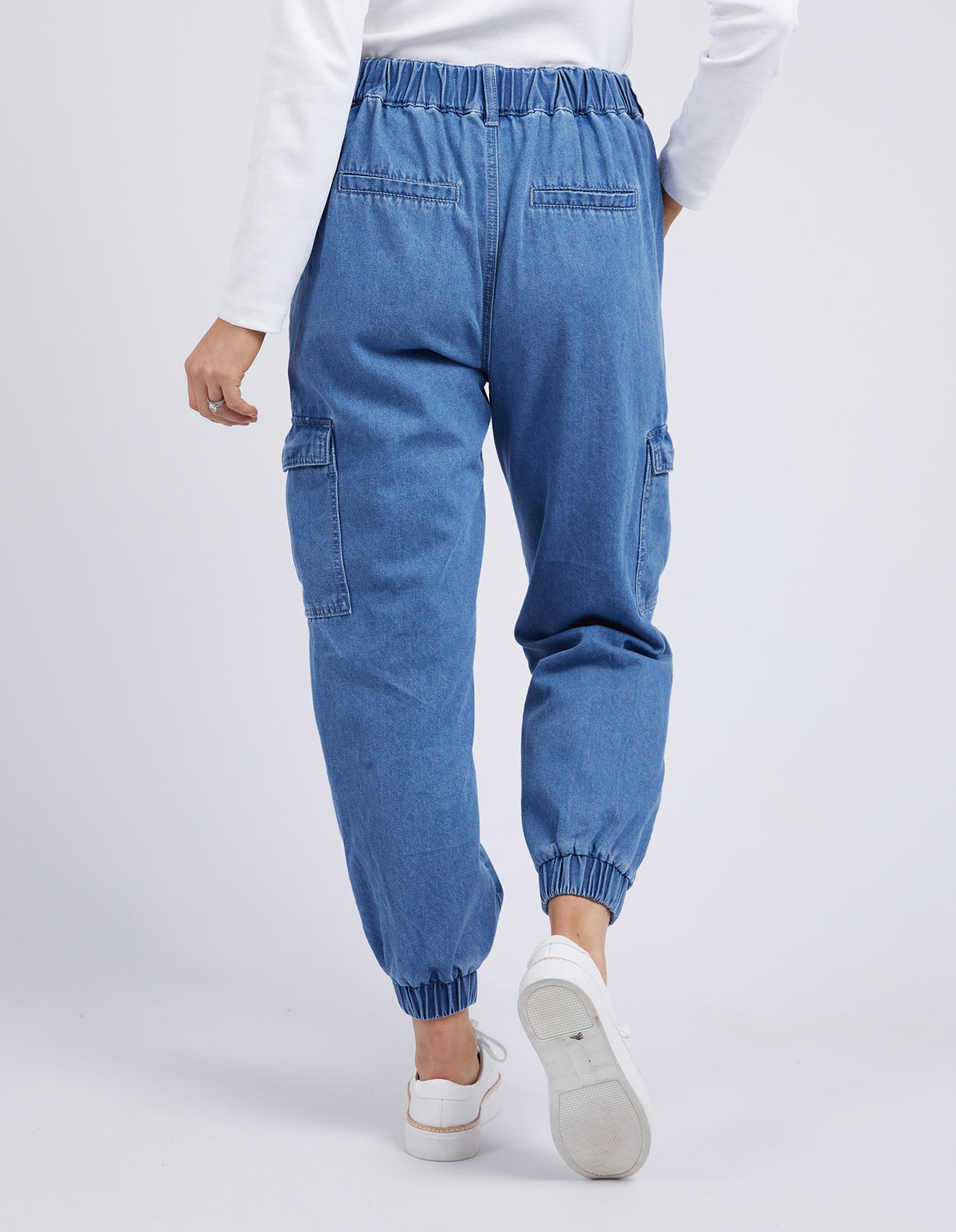 Violet Cargo Denim Pant Washed Blue