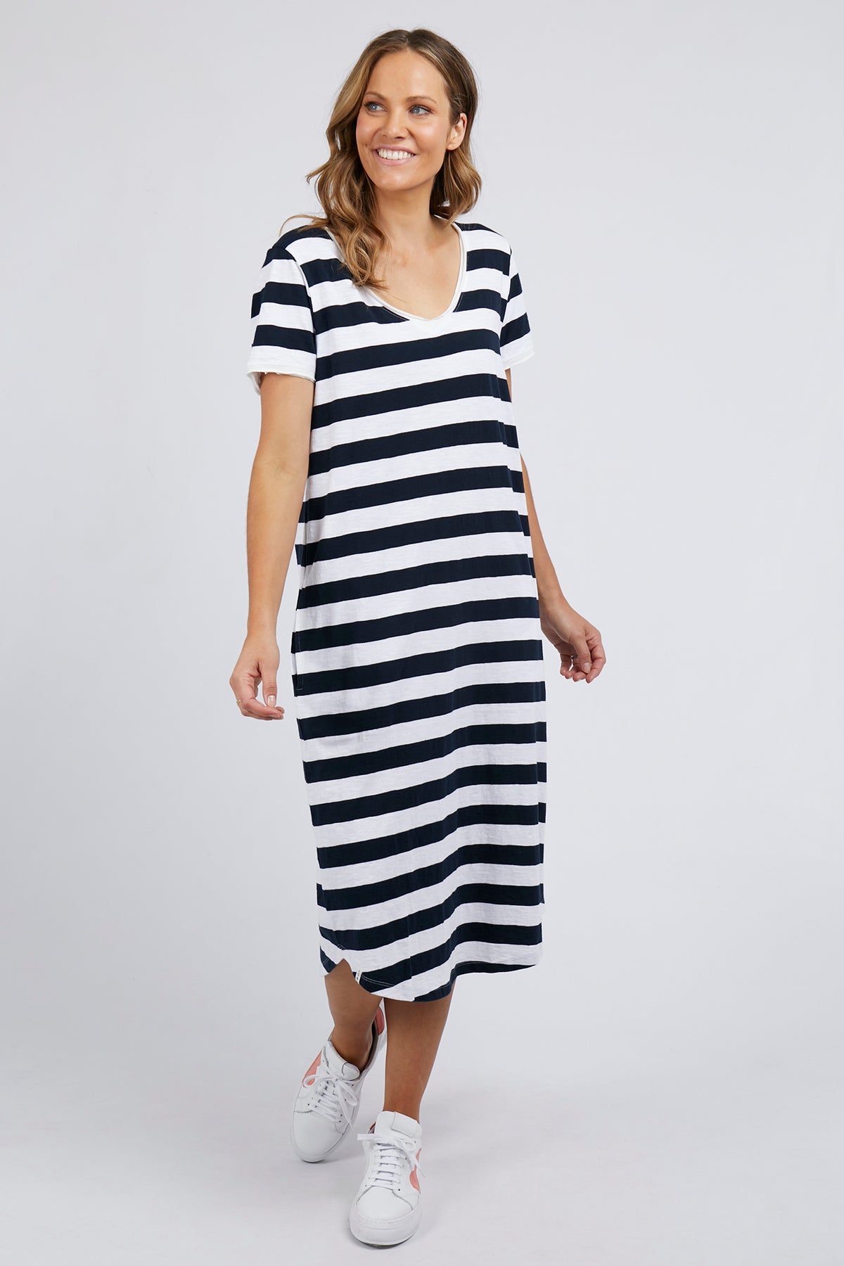 Maeve Dress Navy & White Stripe