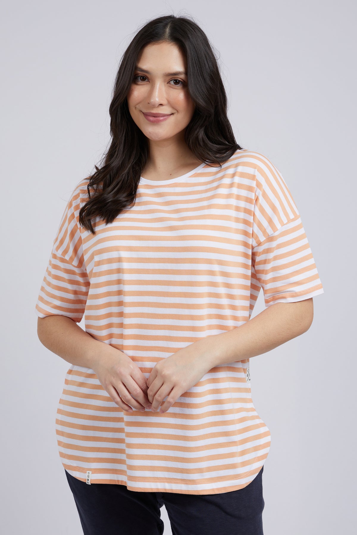 Lauren Tee Papaya & White Stripe