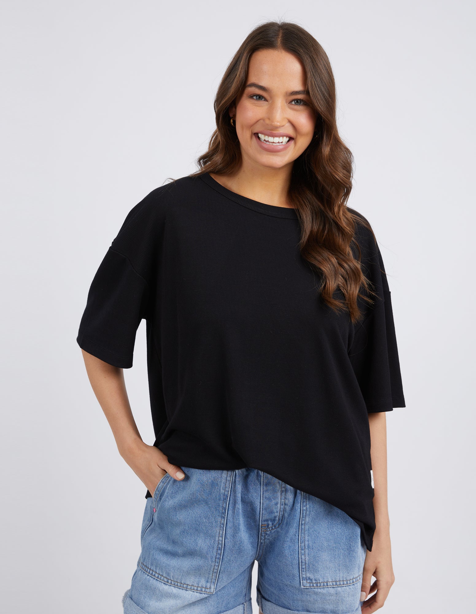 Xanthe Rib Tee Black