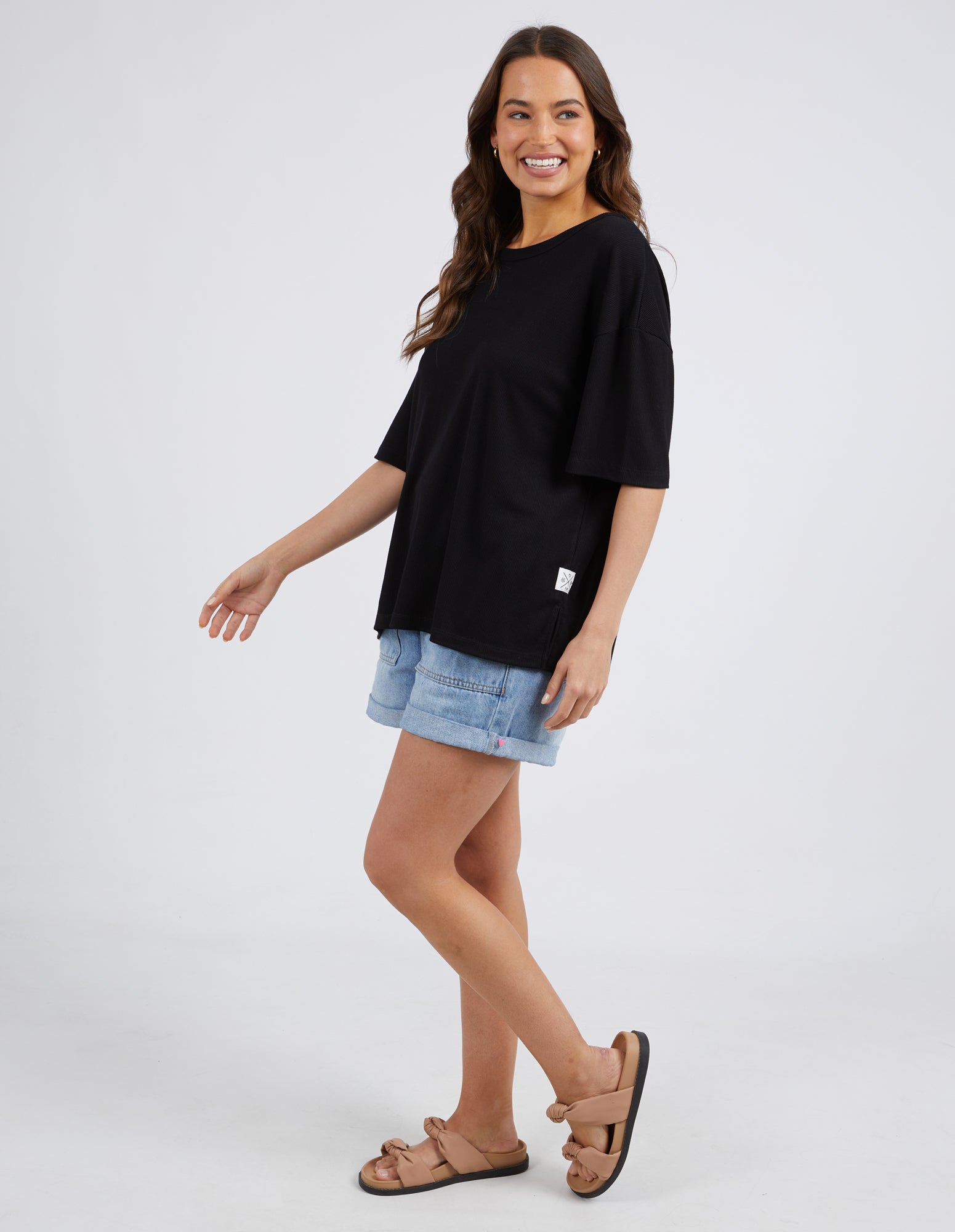 Xanthe Rib Tee Black